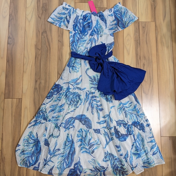 NWT! Lilly Pulitzer Sona Midi Dress Resort White No Place Like Roam Size S - Picture 1 of 15